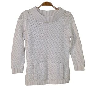 Talbots Petites Cream Cable Knit Wool Blend Diamond Pattern Sweater Size  P XS P